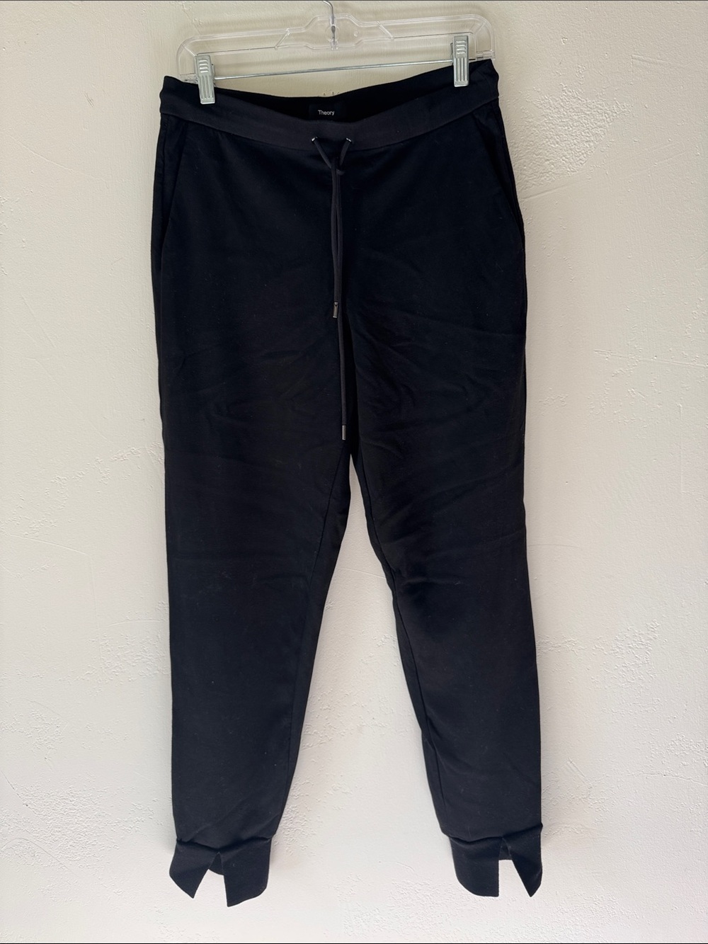 Theory Black Drawstring Tapered Joggers